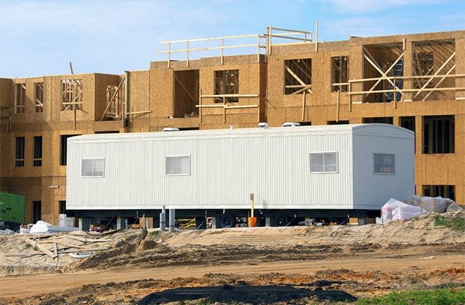 construction workers meeting at office trailers on rent in Davisburg